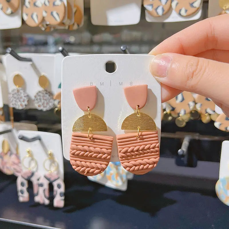 Lovcia Elegant U-Shape Women's Terracotta Earrings in Premium Soft Ceramic-Earrings-B-B