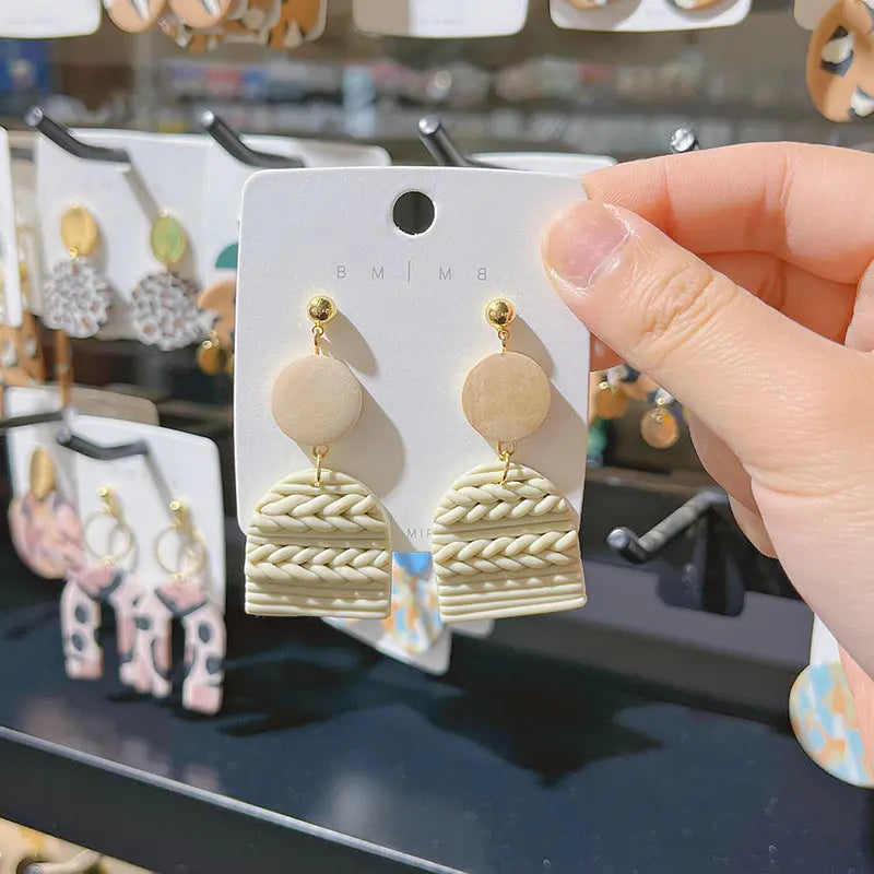 Lovcia Elegant U-Shape Women's Terracotta Earrings in Premium Soft Ceramic-Earrings-C-C
