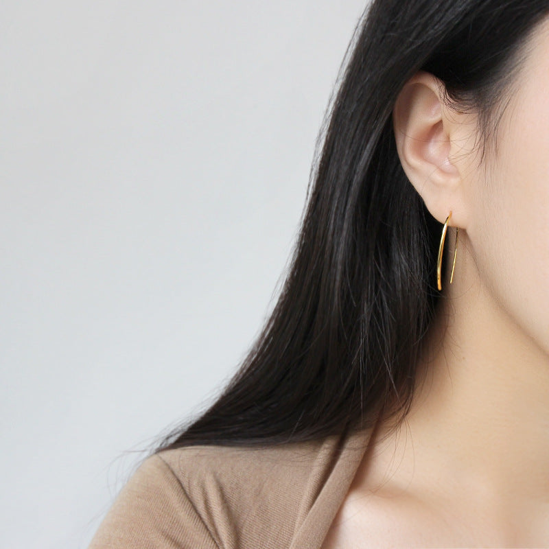 Lovcia Elegant U-Shaped 925 Sterling Silver Drop Earrings for Women with 18K Gold/Rhodium Finish-Earrings-Rhodium-Rhodium