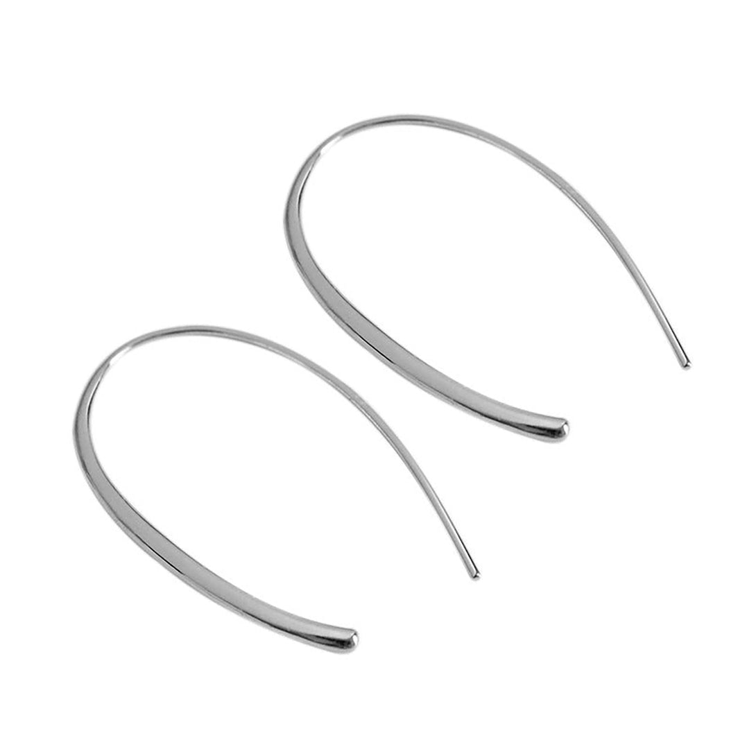 Lovcia Elegant U-Shaped 925 Sterling Silver Drop Earrings for Women with 18K Gold/Rhodium Finish-Earrings-Rhodium-Rhodium