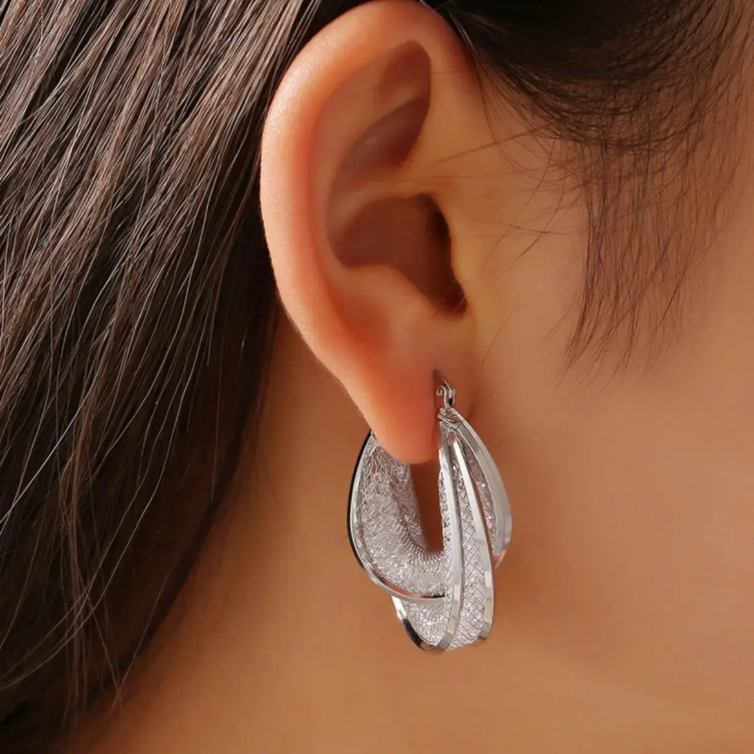 Lovcia Elegant U-Shaped Copper & Glass Stone Earrings for Women-Earrings-Gold-One Size-Gold