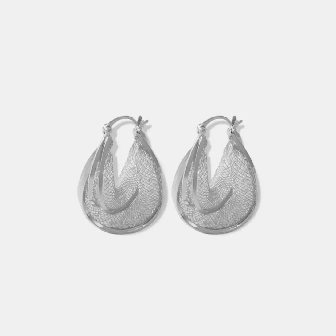 Lovcia Elegant U-Shaped Copper & Glass Stone Earrings for Women-Earrings-Silver-One Size-Silver