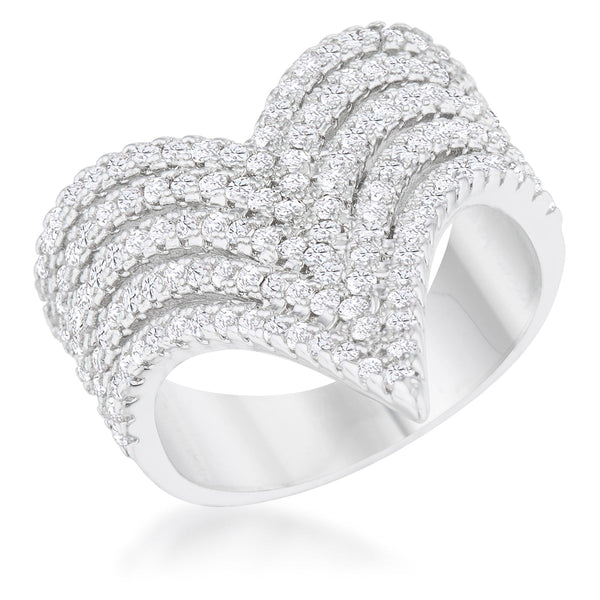 Lovcia Elegant Vera 1.42ct CZ Rhodium V-Shape Vintage Cocktail Ring-Rings-5-5