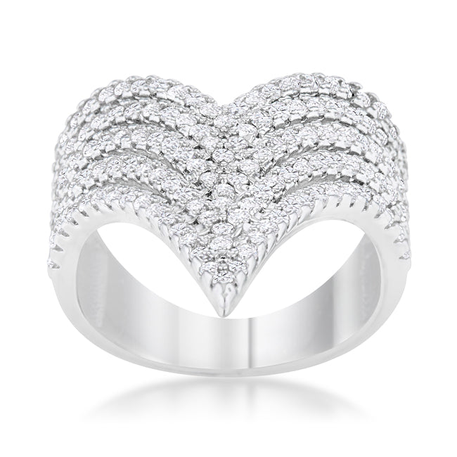 Lovcia Elegant Vera 1.42ct CZ Rhodium V-Shape Vintage Cocktail Ring-Rings-5-5