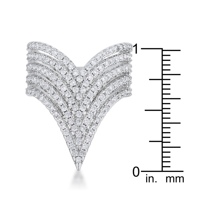 Lovcia Elegant Vera 1.42ct CZ Rhodium V-Shape Vintage Cocktail Ring-Rings-5-5