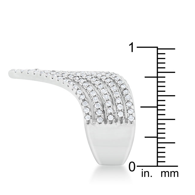 Lovcia Elegant Vera 1.42ct CZ Rhodium V-Shape Vintage Cocktail Ring-Rings-5-5