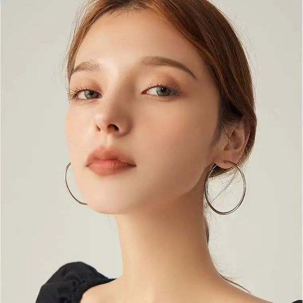 Lovcia Elegant Versatile High-Quality Geometric Silver Hoop Earrings for Women-Earrings-Silver-30MM-Silver