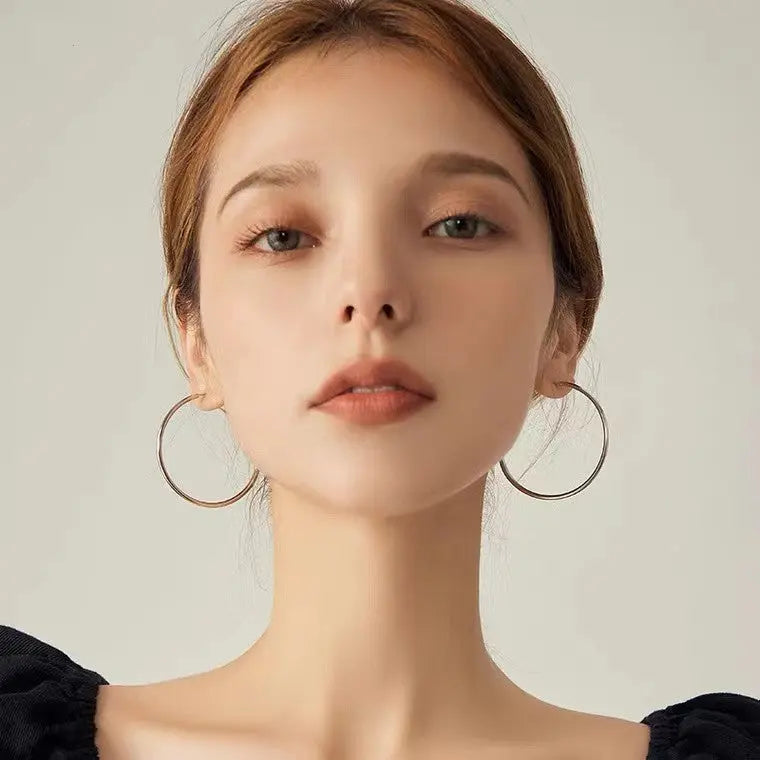 Lovcia Elegant Versatile High-Quality Geometric Silver Hoop Earrings for Women-Earrings-Silver-30MM-Silver