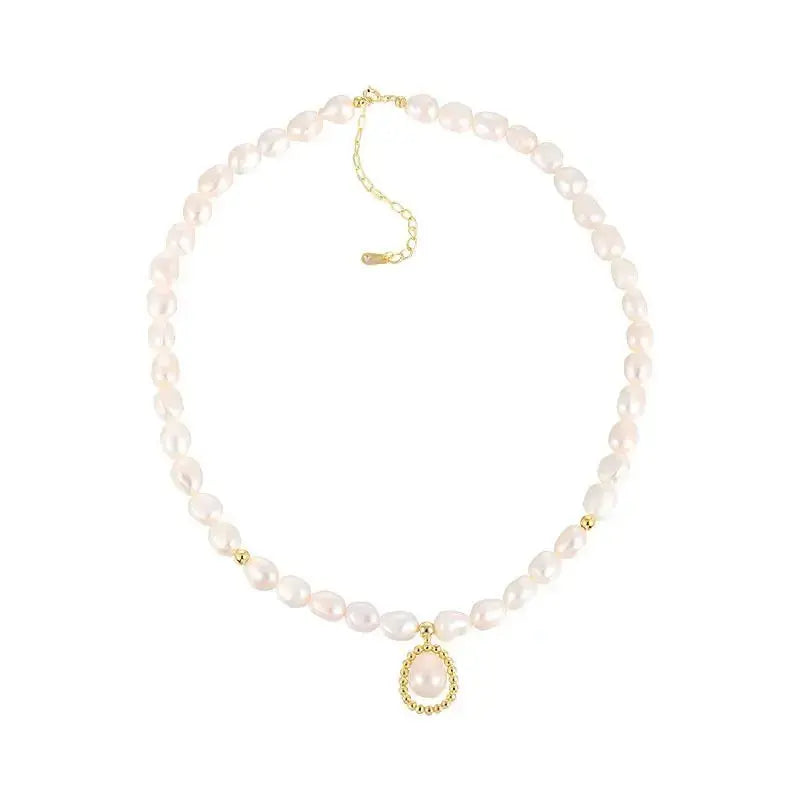 Lovcia Elegant Waterdrop Natural Pearl 925 Sterling Silver Necklace-Necklaces-