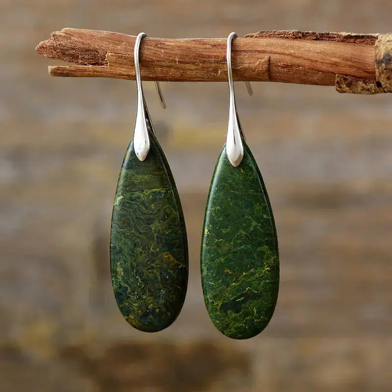 Lovcia Elegant Waterdrop Natural Stone Earrings for Women-Earrings-Gold/Red-One Size-Gold/Red
