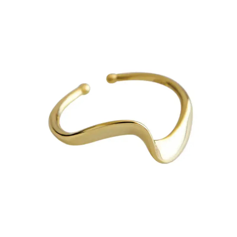 Lovcia Elegant Wave Simple 925 Sterling Silver Adjustable Ring-Rings-Rhodium-Rhodium