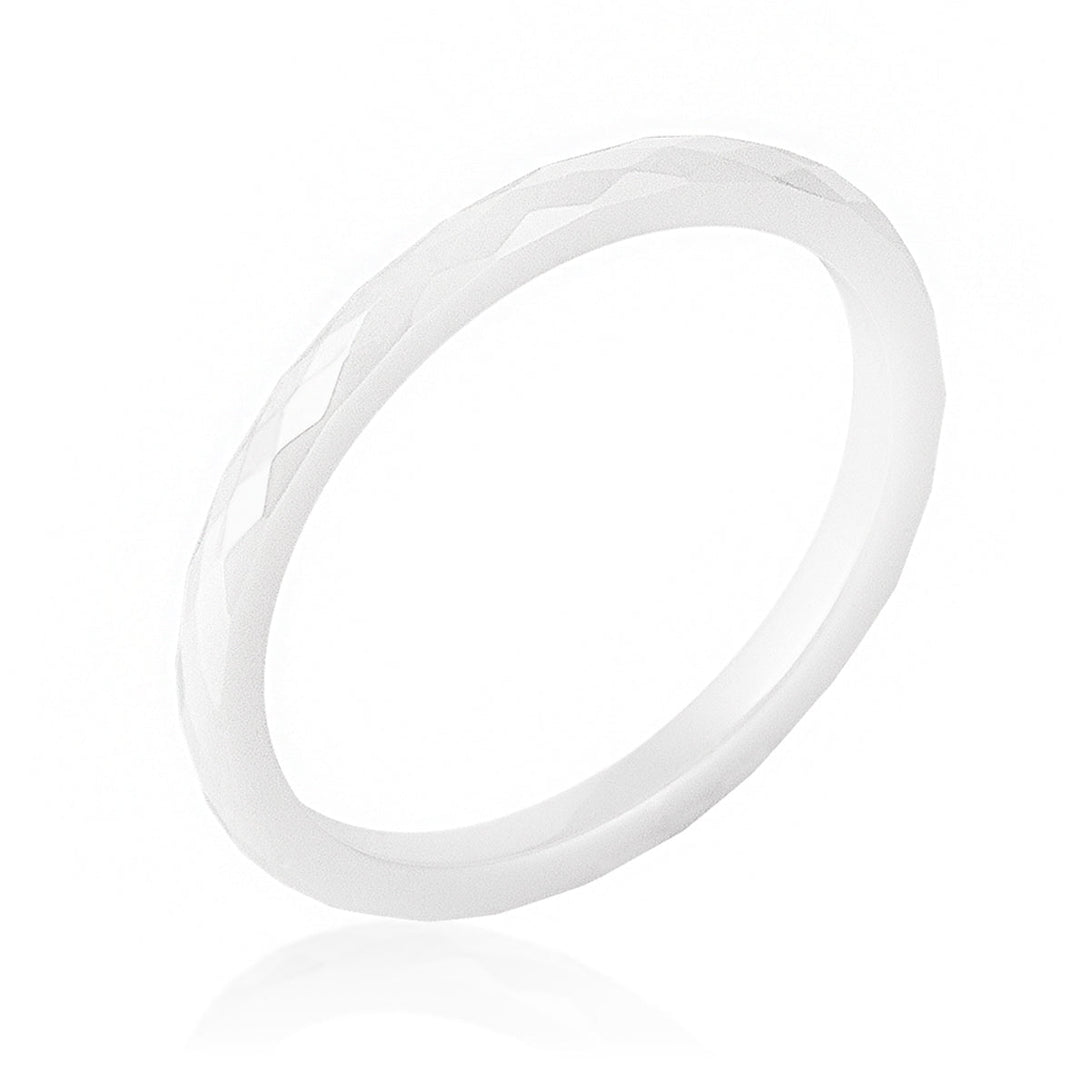Lovcia Elegant White Ceramic Rhodium-Plated Ring-Rings-5-5