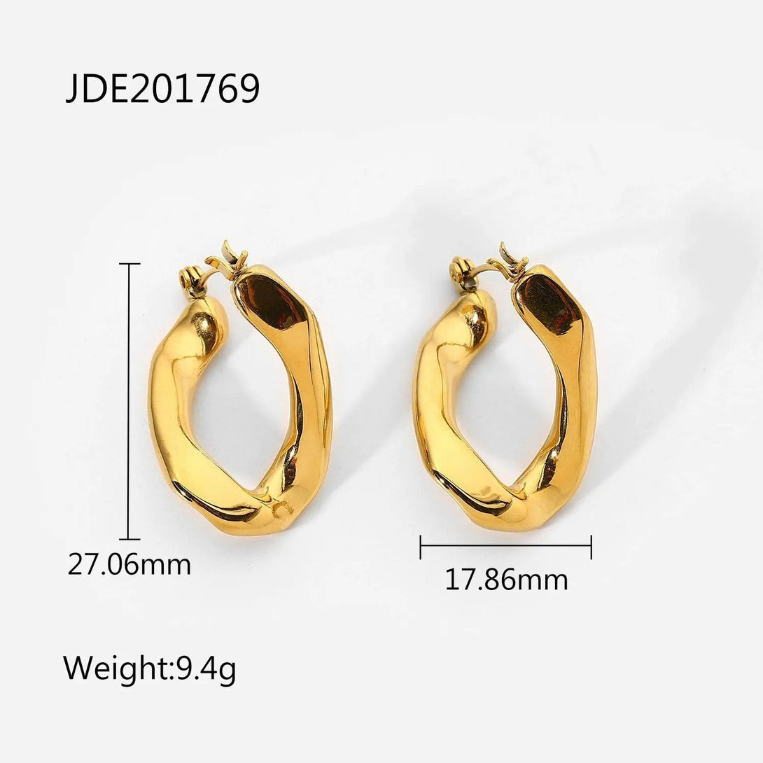 Lovcia Elegant Women's 18k Gold Plated Geometric Stainless Steel Earrings-Earrings-JDE201769-JDE201769