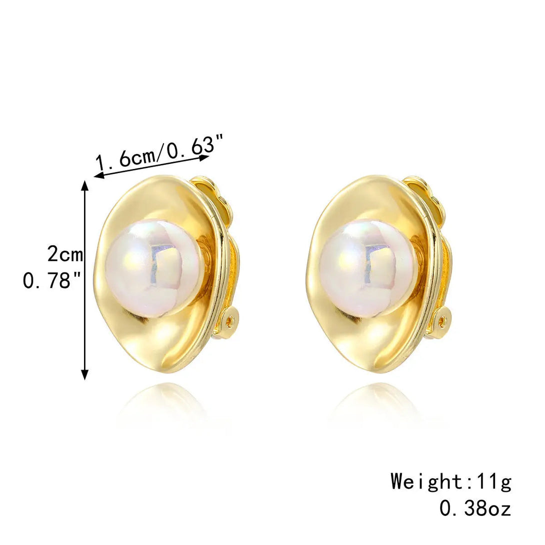 LOVCIA Elegant Women's Baroque Pearl Ear Clip Earrings