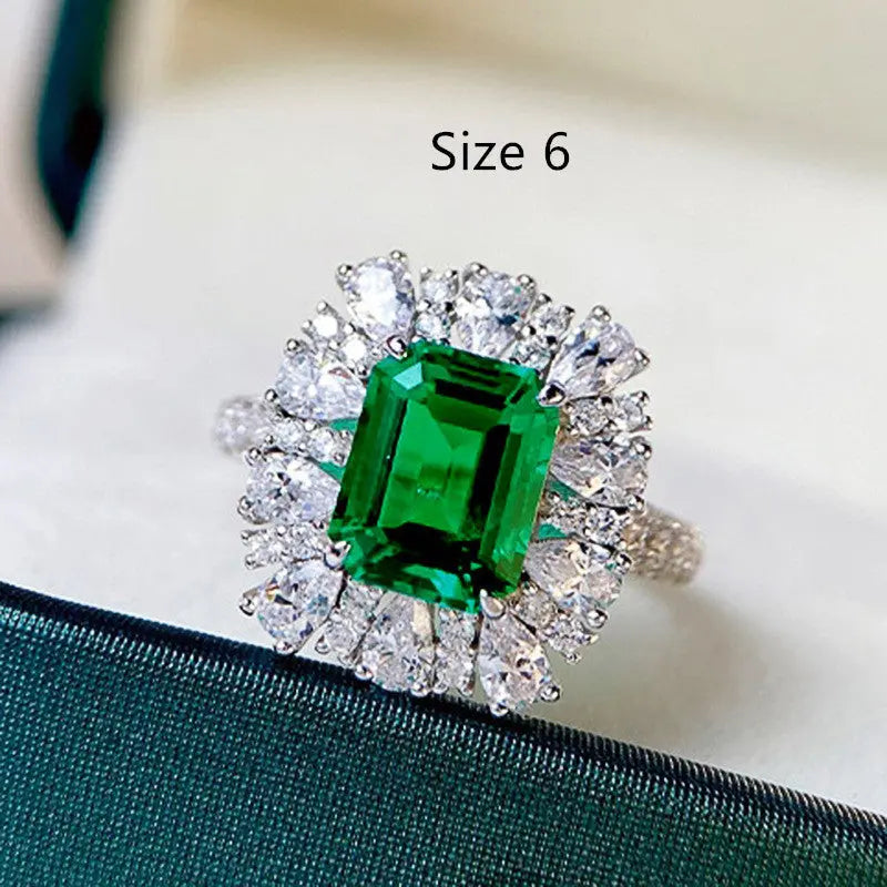 Lovcia Elegant Women's Floral Zircon Jewellery Set-Earrings-Q861 Ring Size 6-Q861 Ring Size 6