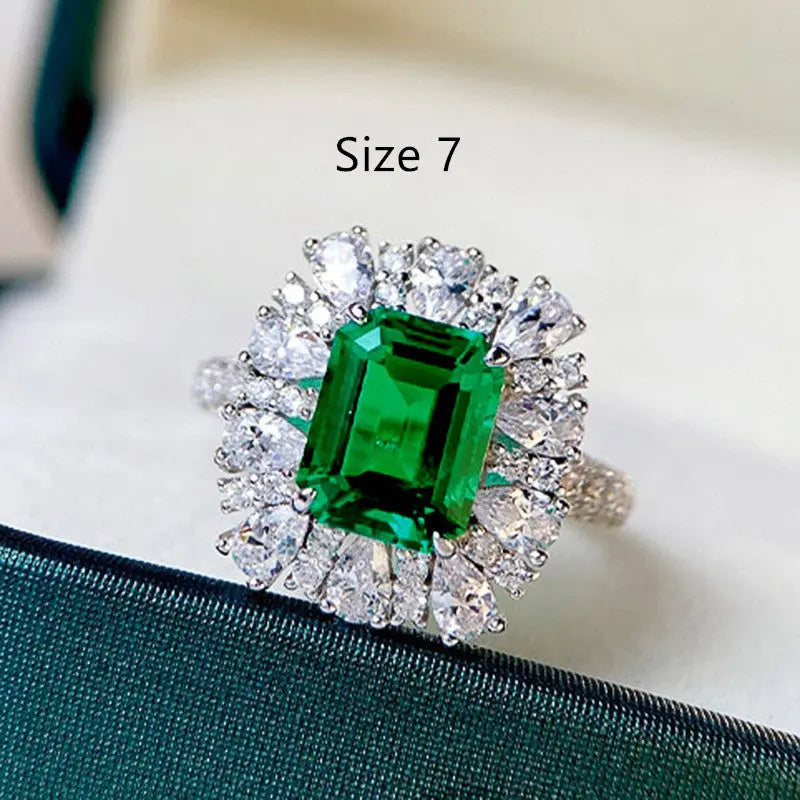 Lovcia Elegant Women's Floral Zircon Jewellery Set-Earrings-Q861 Ring Size 7-Q861 Ring Size 7