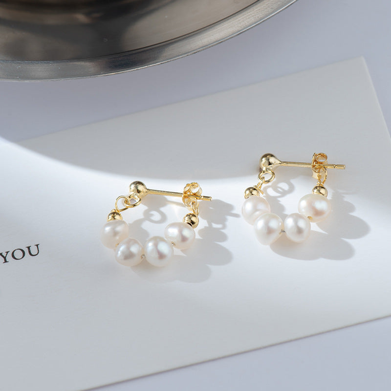 LOVCIA Elegant Women's Natural Pearl Earrings in S925 Sterling Silver LOVCIA
