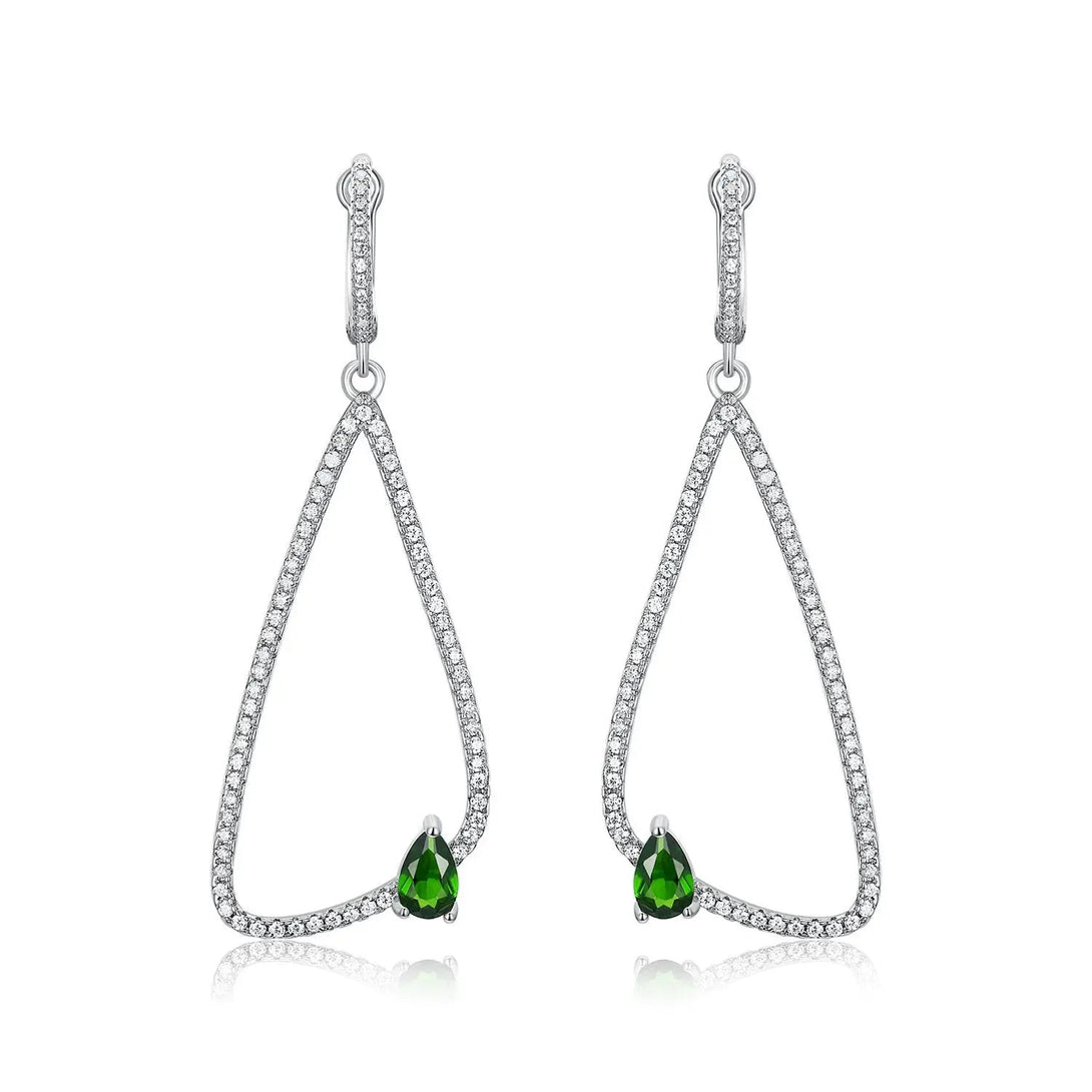Lovcia Elegant Women's S925 Silver Earrings with Natural Diopside Gemstone-Earrings-Platinum gold-Platinum gold