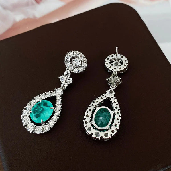 Lovcia Elegant Women's Silver Floral Christmas Earrings Gift Box-Earrings-Blue-Blue