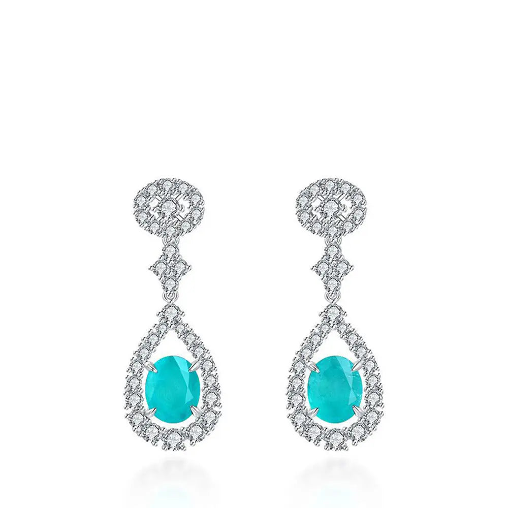Lovcia Elegant Women's Silver Floral Christmas Earrings Gift Box-Earrings-Blue-Blue