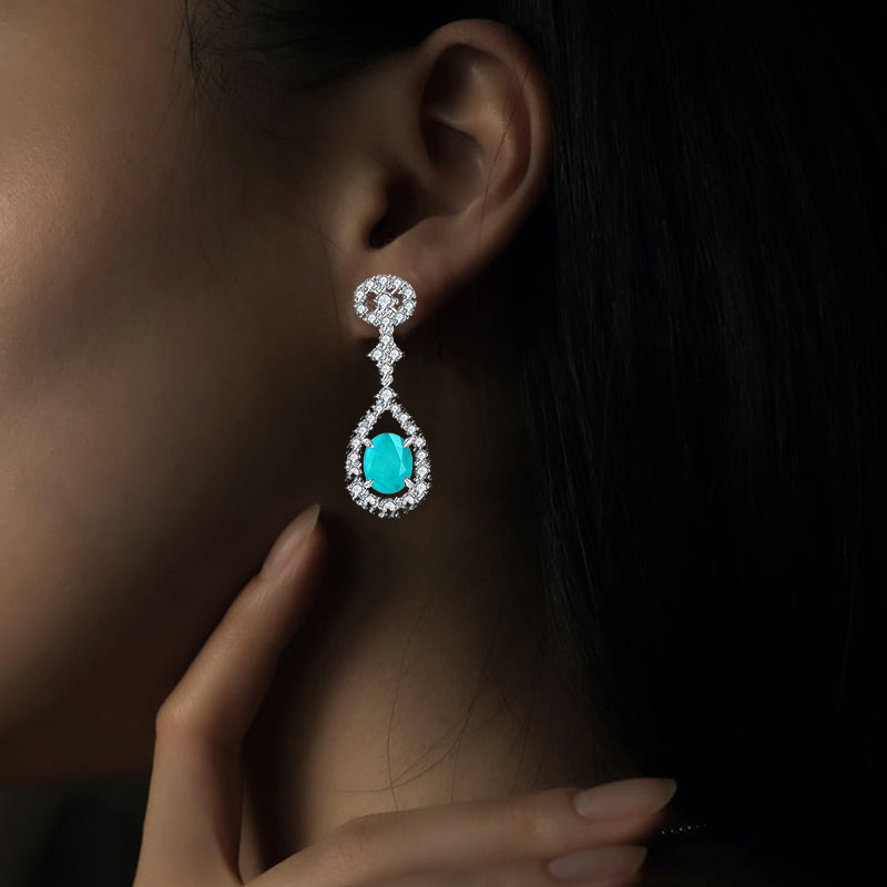 Lovcia Elegant Women's Silver Floral Christmas Earrings Gift Box-Earrings-Blue-Blue