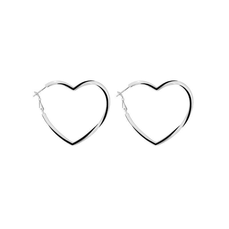 Lovcia Elegant Women's Sterling Silver Hollow Heart Stud Earrings-Earrings-E3200 White Gold Color-925 Silver-E3200 White Gold Color