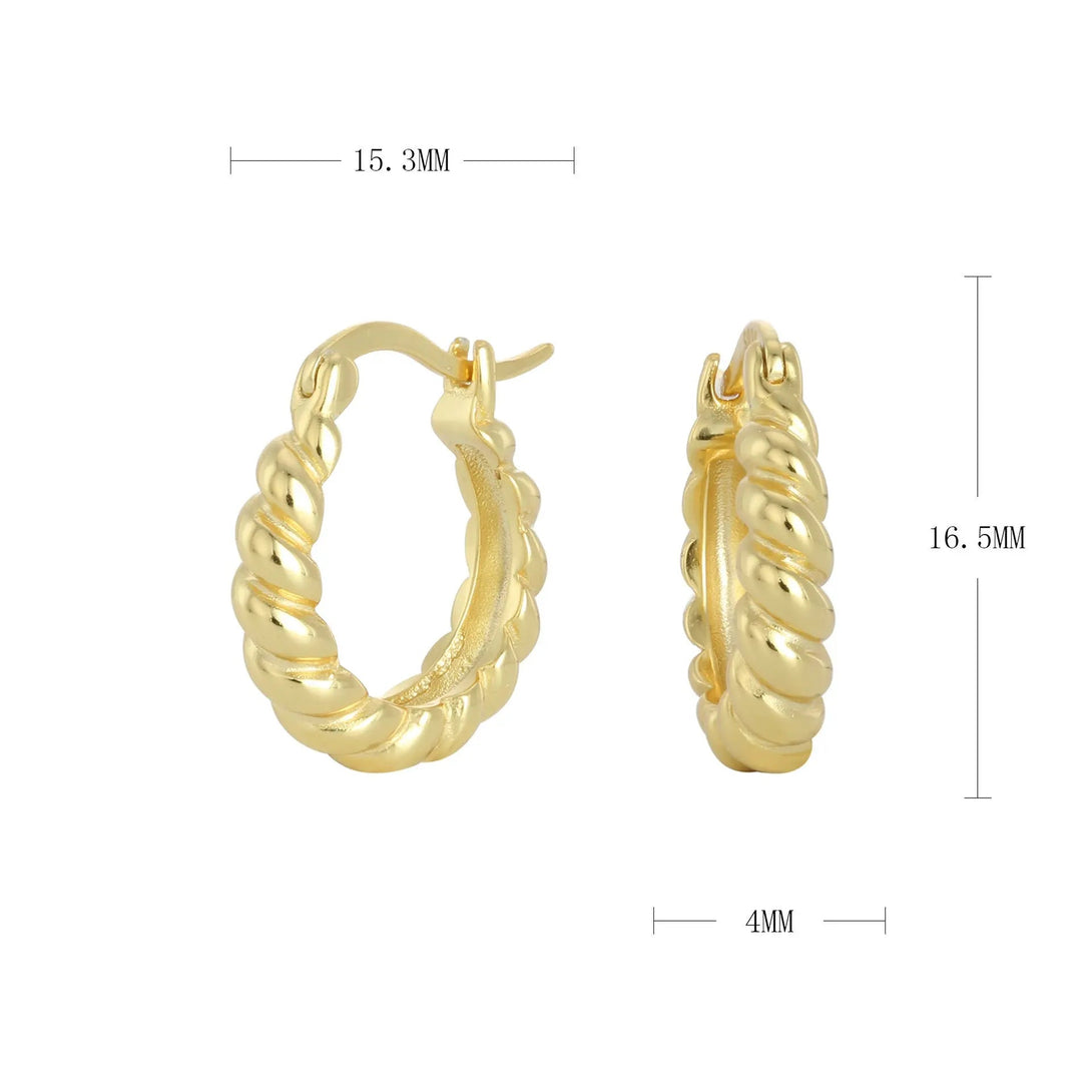 Lovcia Elegant Women's Sterling Silver Twisted Hoop Earrings-Earrings-Gold-925 Silver-Gold
