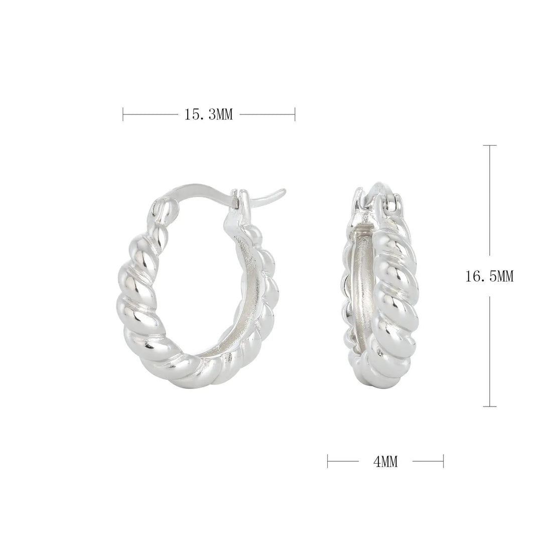 Lovcia Elegant Women's Sterling Silver Twisted Hoop Earrings-Earrings-Platinum-925 Silver-Platinum