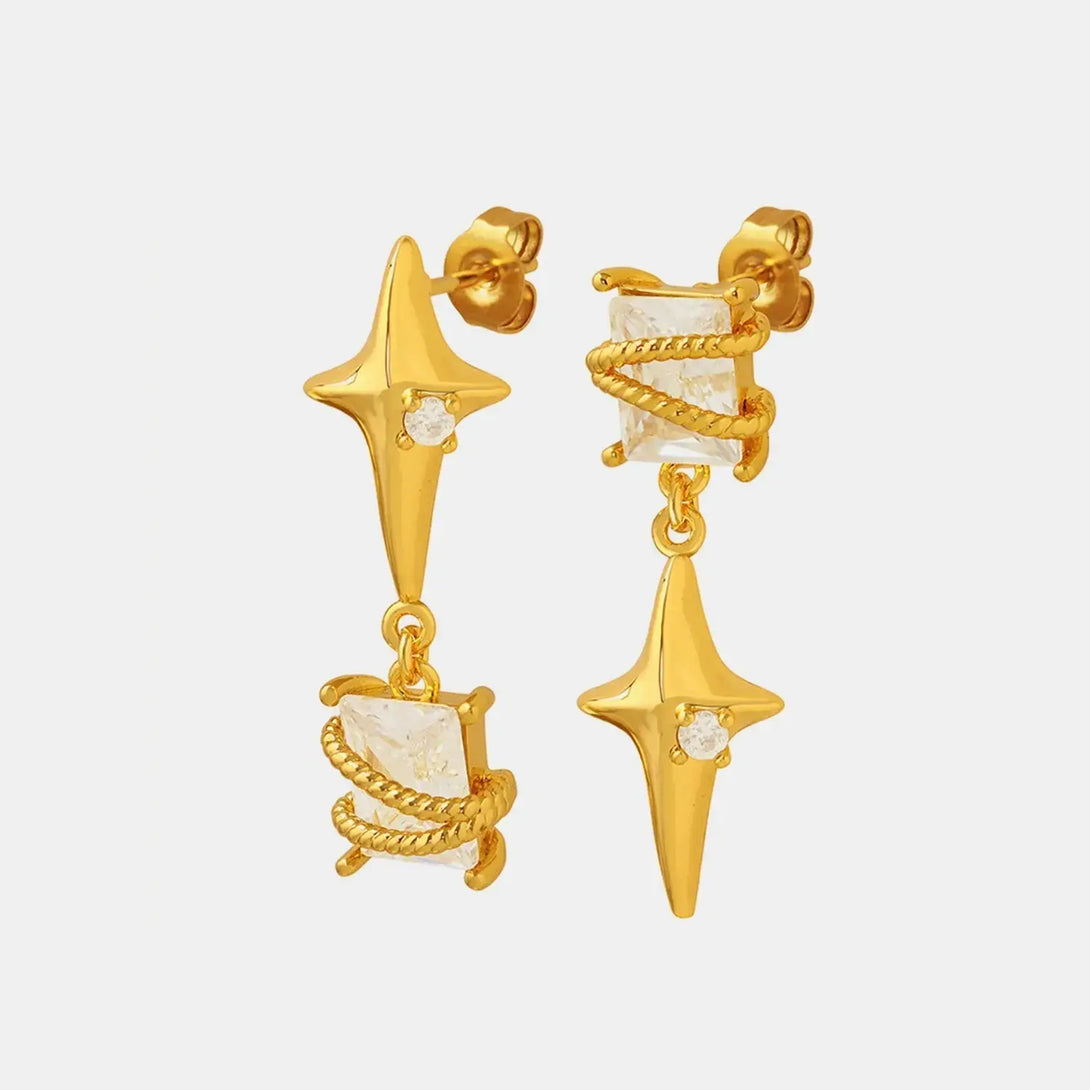 Lovcia Elegant Zircon and Copper Geometric Dangle Earrings for Women-Earrings-Gold-One Size-Gold