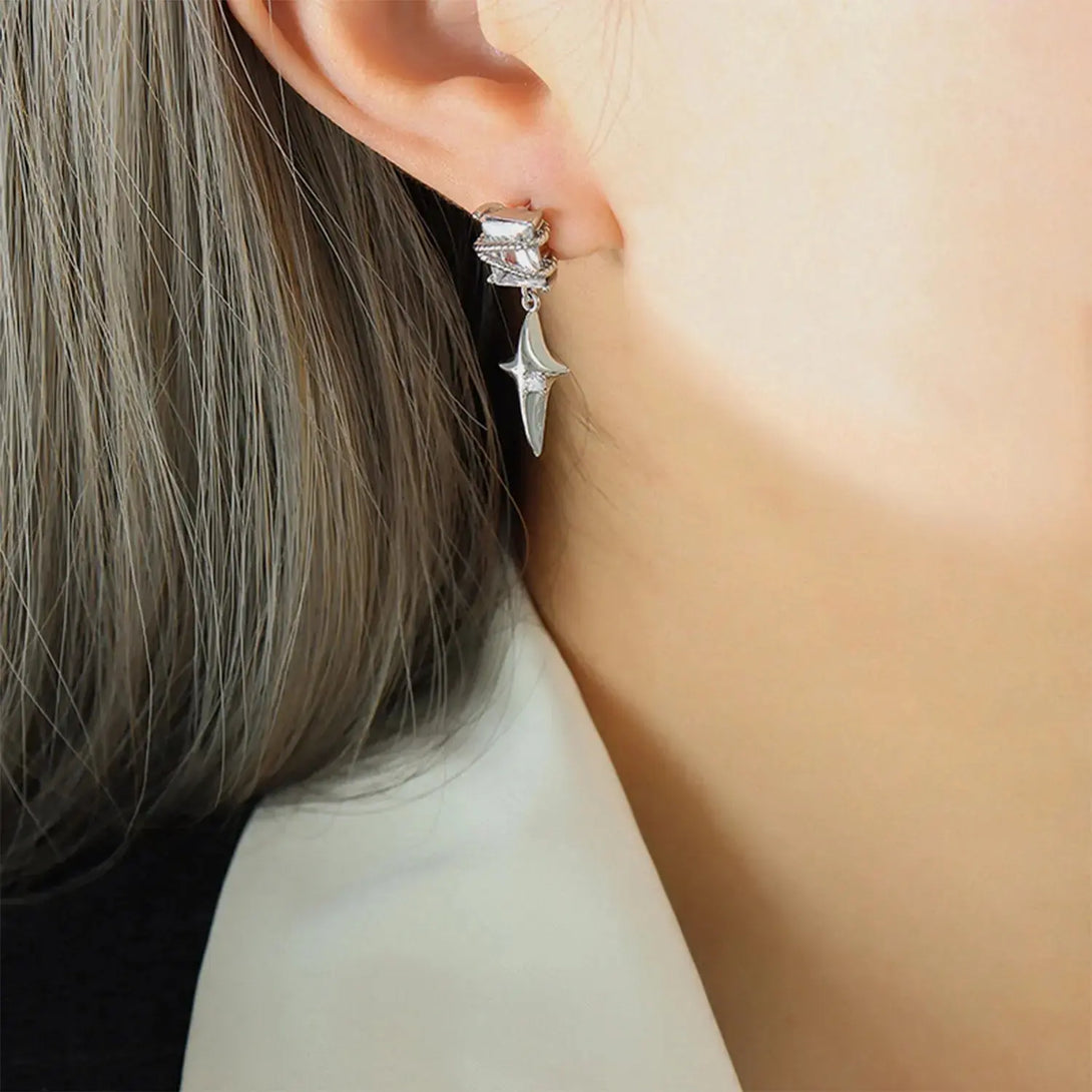 Lovcia Elegant Zircon and Copper Geometric Dangle Earrings for Women-Earrings-Silver-One Size-Silver