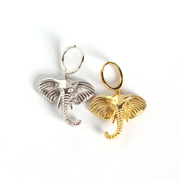 Lovcia Elephant Leverback Earrings 925 Silver Gold Plated-Earrings-Yellow Gold-Yellow Gold
