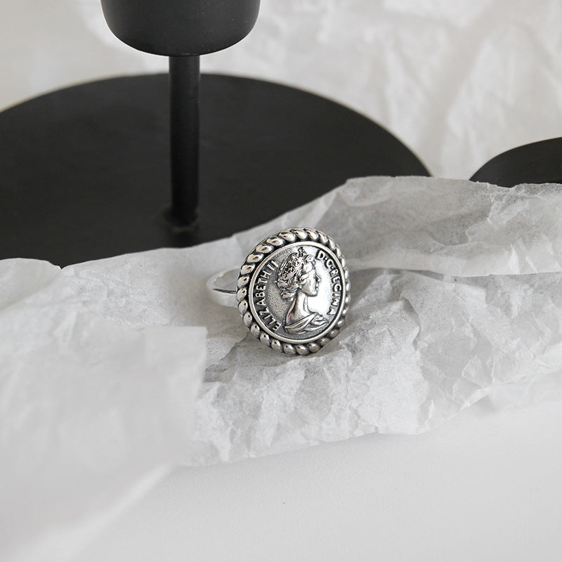 Lovcia Elizabeth Portrait Ring 925 Sterling Silver Jewellery-Rings-Vintage-Vintage