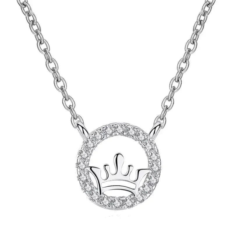 Lovcia Ellegant CZ Queen's Crown 925 Sterling Silver Necklace-Necklaces-Rose Gold-Rose Gold