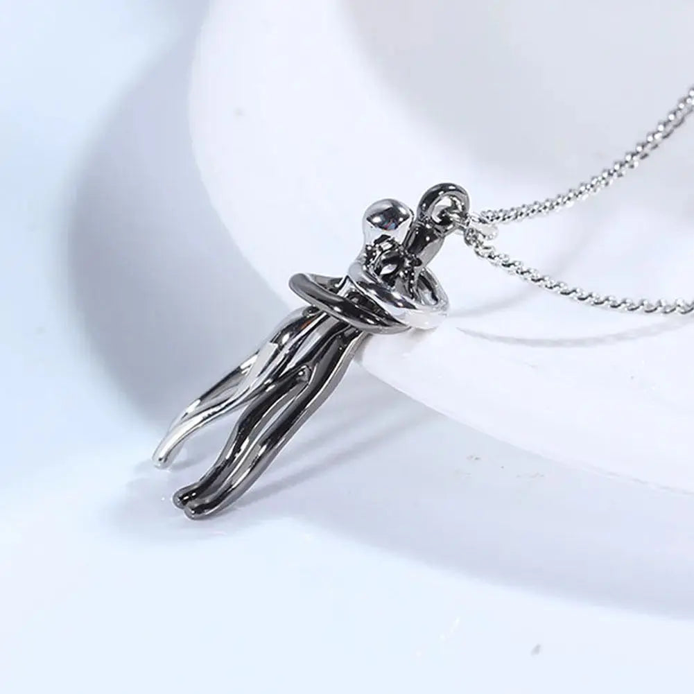 Lovcia Embrace Love Unisex Necklace for Women and Men - Symbolize Eternal Connection with Power-Necklaces-Black-Black