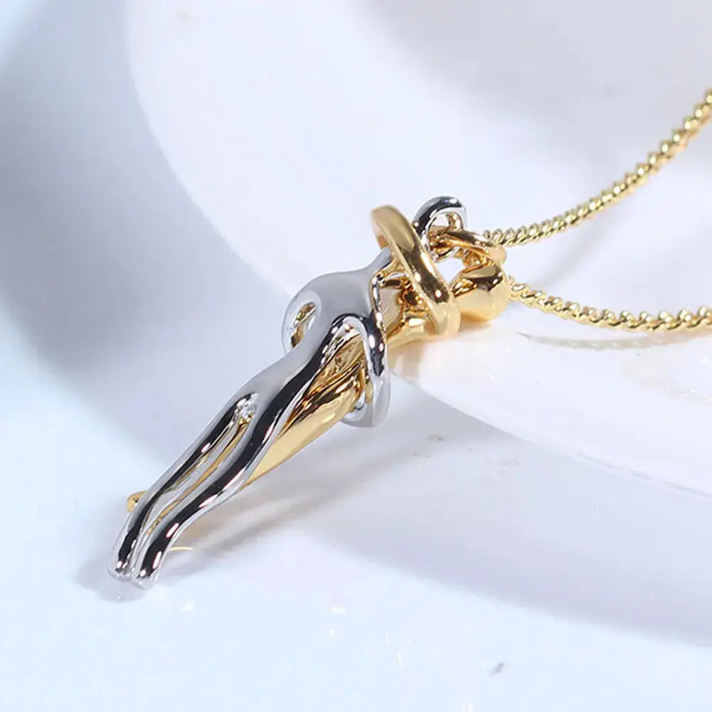 Lovcia Embrace Love Unisex Necklace for Women and Men - Symbolize Eternal Connection with Power-Necklaces-Black-Black