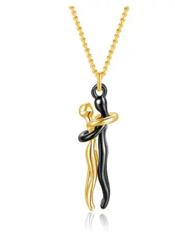 Lovcia Embrace Love Unisex Necklace for Women and Men - Symbolize Eternal Connection with Power-Necklaces-Black gold-Black gold