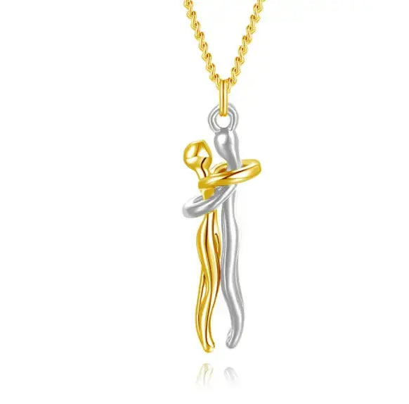 Lovcia Embrace Love Unisex Necklace for Women and Men - Symbolize Eternal Connection with Power-Necklaces-Gold-Gold