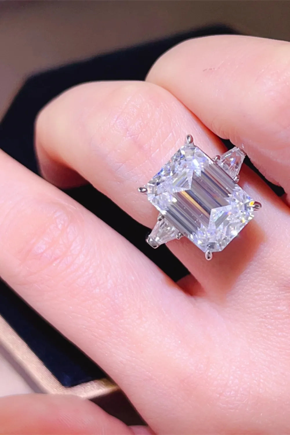 Lovcia Emerald-cut 5 Carat Moissanite 925 Sterling Silver Ring for Women - Silver-5- - Buy latest trendy Rings for Women and Girls