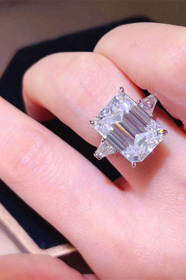 Lovcia Emerald-cut 5 Carat Moissanite 925 Sterling Silver Ring for Women - Silver-5- - Buy latest trendy Rings for Women and Girls
