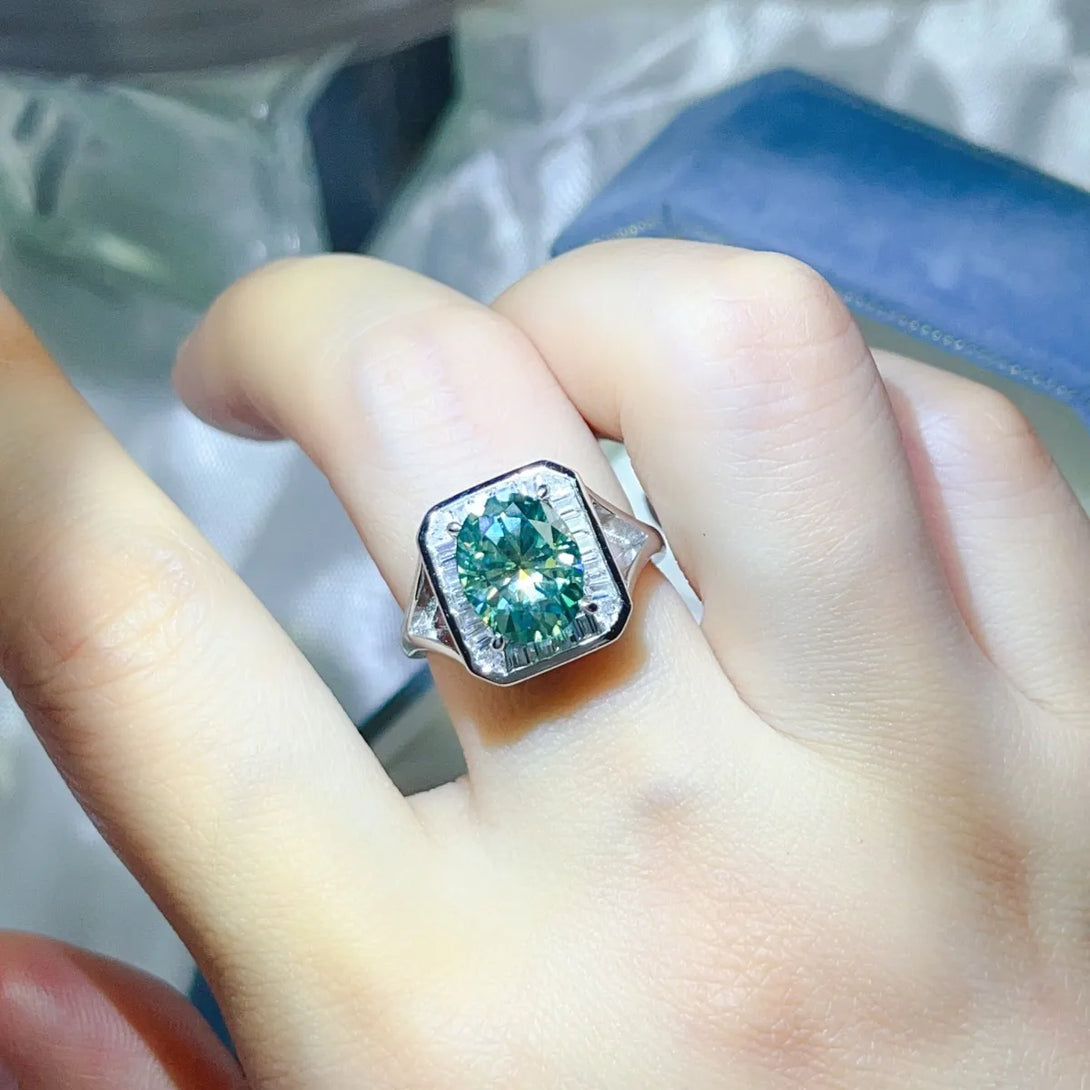 Lovcia Emerald Epoch 3 Carat Moissanite Engagement Square Ring for Women - Gum Leaf-5- - Buy latest trendy Rings for Women and Girls