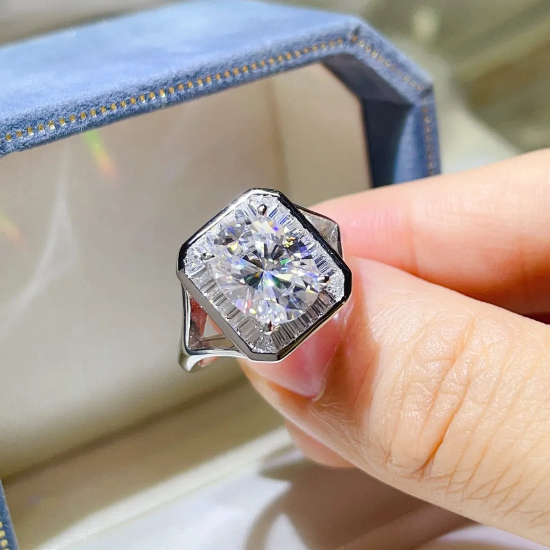 Lovcia Emerald Epoch 3 Carat Moissanite Engagement Square Ring for Women - Gum Leaf-5- - Buy latest trendy Rings for Women and Girls