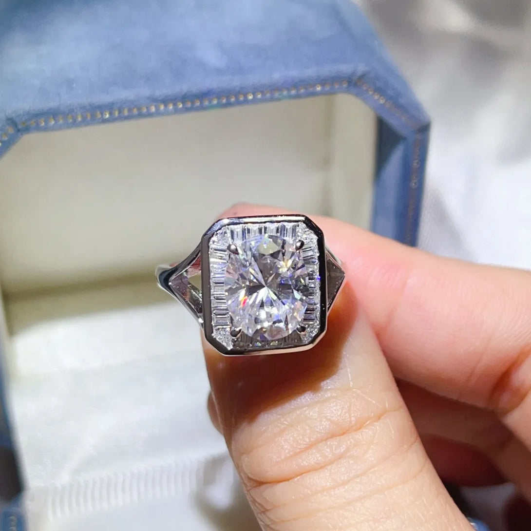 Lovcia Emerald Epoch 3 Carat Moissanite Engagement Square Ring for Women - White-5- - Buy latest trendy Rings for Women and Girls