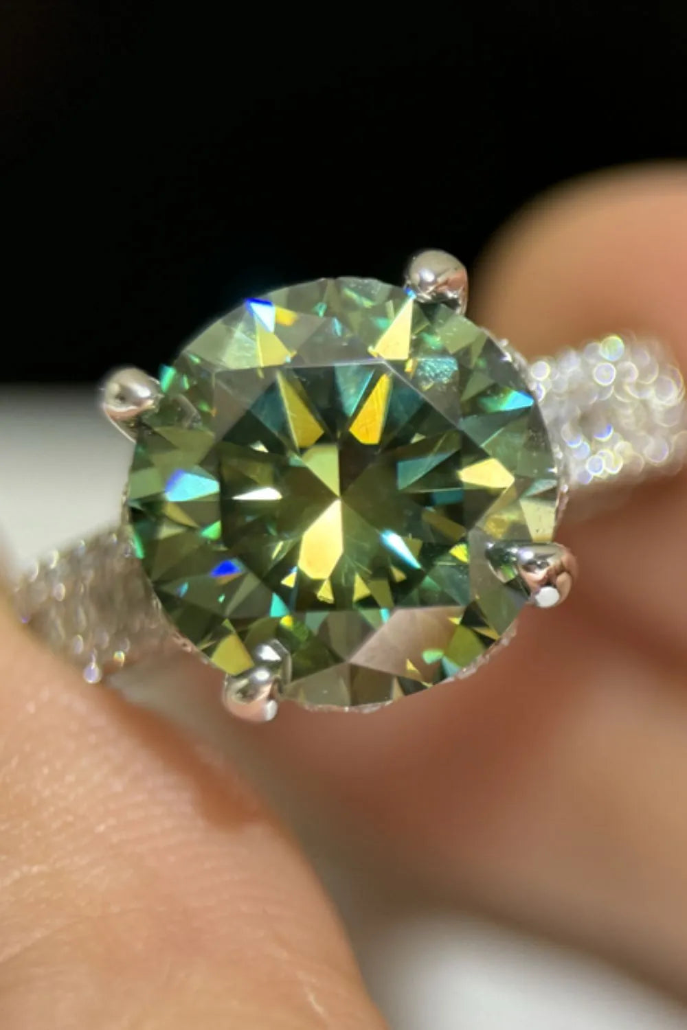 Lovcia Emerald-Green 5 Carat Moissanite 925 Sterling Silver Ring for Women - Dark Green-5- - Buy latest trendy Rings for Women and Girls