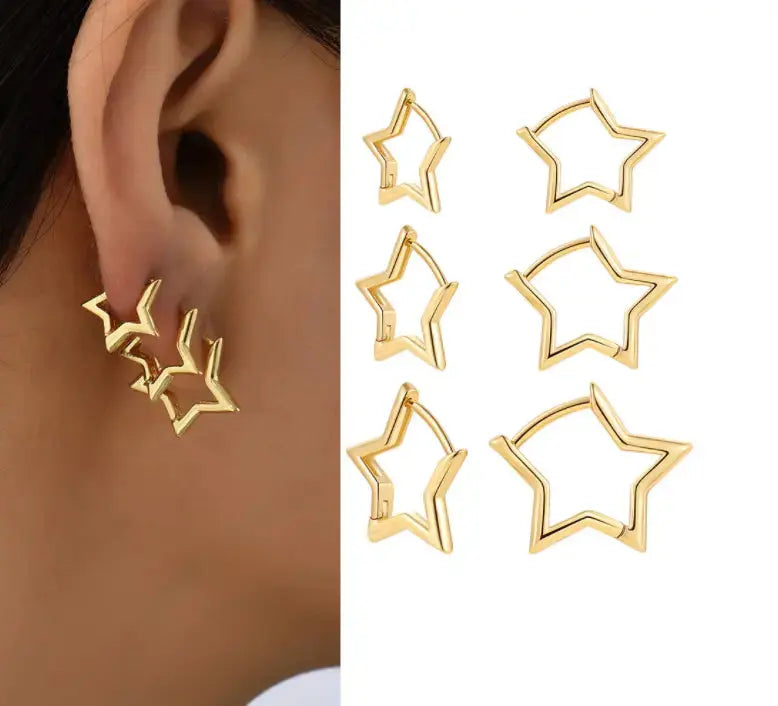Lovcia Empowering Geometric Glam Earrings for Women - Unleash Your Style-Earrings-12mmStar-12mmStar