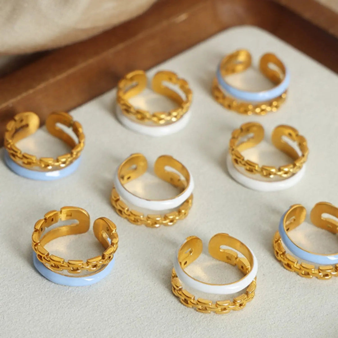 Lovcia Enamel 18K Gold-Plated Open Ring-Rings-Gold-7-Gold