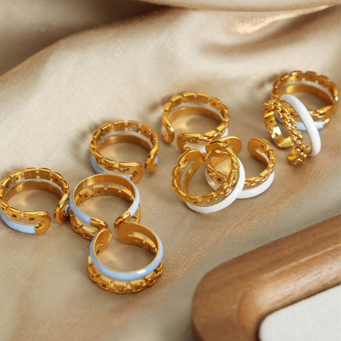 Lovcia Enamel 18K Gold-Plated Open Ring-Rings-Gold-7-Gold
