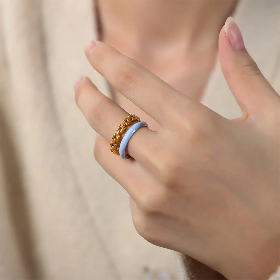Lovcia Enamel 18K Gold-Plated Open Ring-Rings-Gold-7-Gold