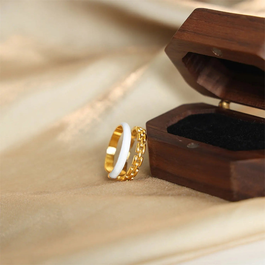 Lovcia Enamel 18K Gold-Plated Open Ring-Rings-Gold-7-Gold