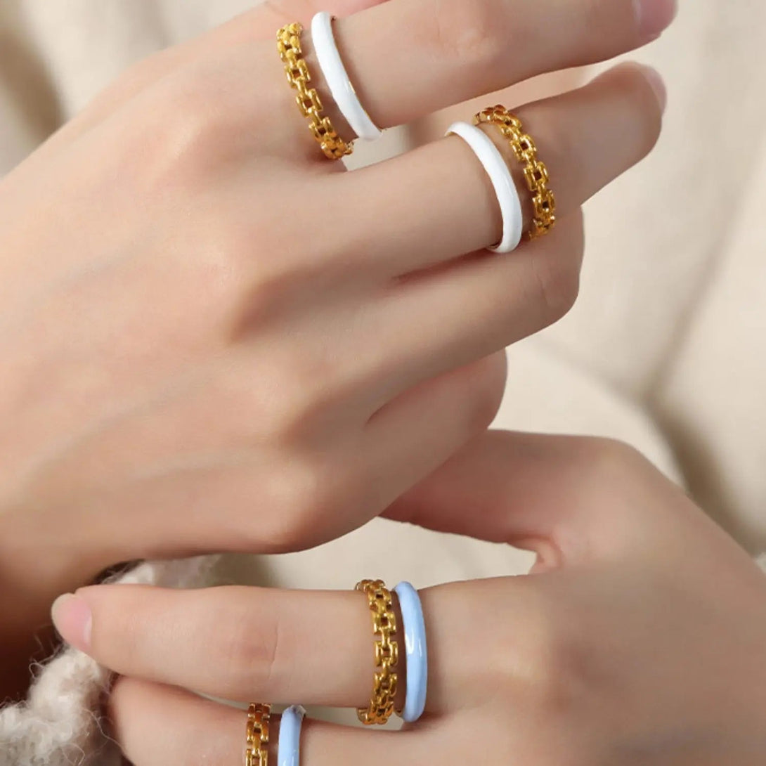 Lovcia Enamel 18K Gold-Plated Open Ring-Rings-Gold-7-Gold