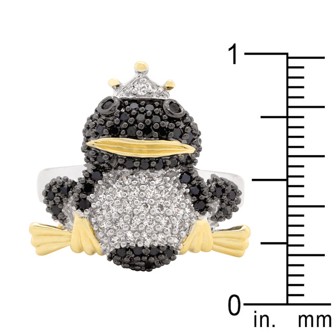 Lovcia Enchanted Frog Prince Cubic Zirconia Ring with 18k Gold and Rhodium Finish-Rings-5-5